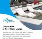 Classic White - in-Pool Chaise Lounger – Designed for Water Depths Up to 9” – Aqua Outdoors – Set of 2 – Compatible with All Pool Types - Poolside & Sun Deck Tanning