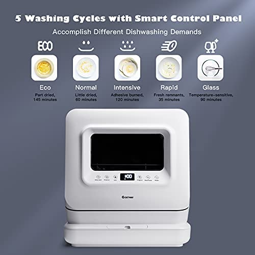 Portable Countertop Dishwasher, with 7.5L Openable Water Tank