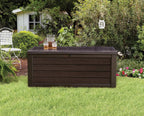 150 Gallon Resin Large Deck Box-Organization and Storage for Patio Furniture, Outdoor Cushions, Garden Tools and Pool Toys, Brown
