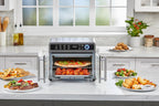 Air Fryer Toaster Oven Combo, 12 in 1 Countertop Convection Oven Cooks Food Fast, Fits a Whole Pizza or 6 Toast Slices, French Doors with Stainless Steel Finish.