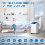 Portable Air Conditioner Cools Up to 700 Sq.Ft, 3-IN-1 Energy Efficient Portable AC Unit with Remote Control & Installation Kits for Large Room, Campervan, Office, Temporary Space