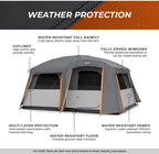 Straight Wall Cabin Tents | 10 Person / 11 Person / 12 Person Large Multi Room Family Tents for Car Camping & Outdoor Adventures