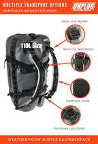 Ultimate Adventure Bag -1680D Heavy Duty Waterproof Travel Duffel Bags for Camping, Motorcycle Dry Bag, Waterproof Bags for Boating, Waterproof Duffle Backpack,Tactical Duffle Bag