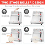 Commercial Pizza Dough Roller Sheeter, Max 16, Automatic 370W Electric Pizza Dough Roller, Stainless Steel, Suitable for Noodle, Pizza Bread and Pasta Maker Equipment