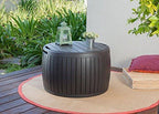 37 Gallon Round Deck Box, Patio Table for Outdoor Cushion Storage, Brown