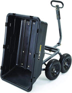 Heavy Duty Poly Utility Dump Wagon Garden Cart w/Pneumatic Tires, 6 Cu Ft - 1200 lb Capacity Outdoor Wheelbarrow for Yard, Landscaping & Gardening, Lawn Tractor or ATV Towable-Gorilla Carts