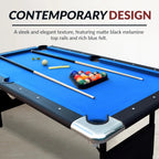 6 Ft Portable Pool Table, Adults Folding Billiards Tables for Game Room with Easy Foldable Storage, Includes Full Set of Billiard Balls, Cues, Chalk & Brush