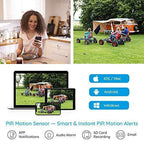 3G/4G LTE Outdoor Solar-Powered Celluar Security Camera, Wirefree Rechargeable Battery Camera System