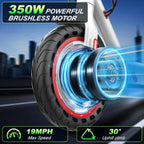 Electric Scooter - 8.5" Solid Tires, 350W Motor, Up to 19 MPH and 21-23 Miles Long-Range Portable Foldable Commuting Scooter for Adults with Double Braking System and App