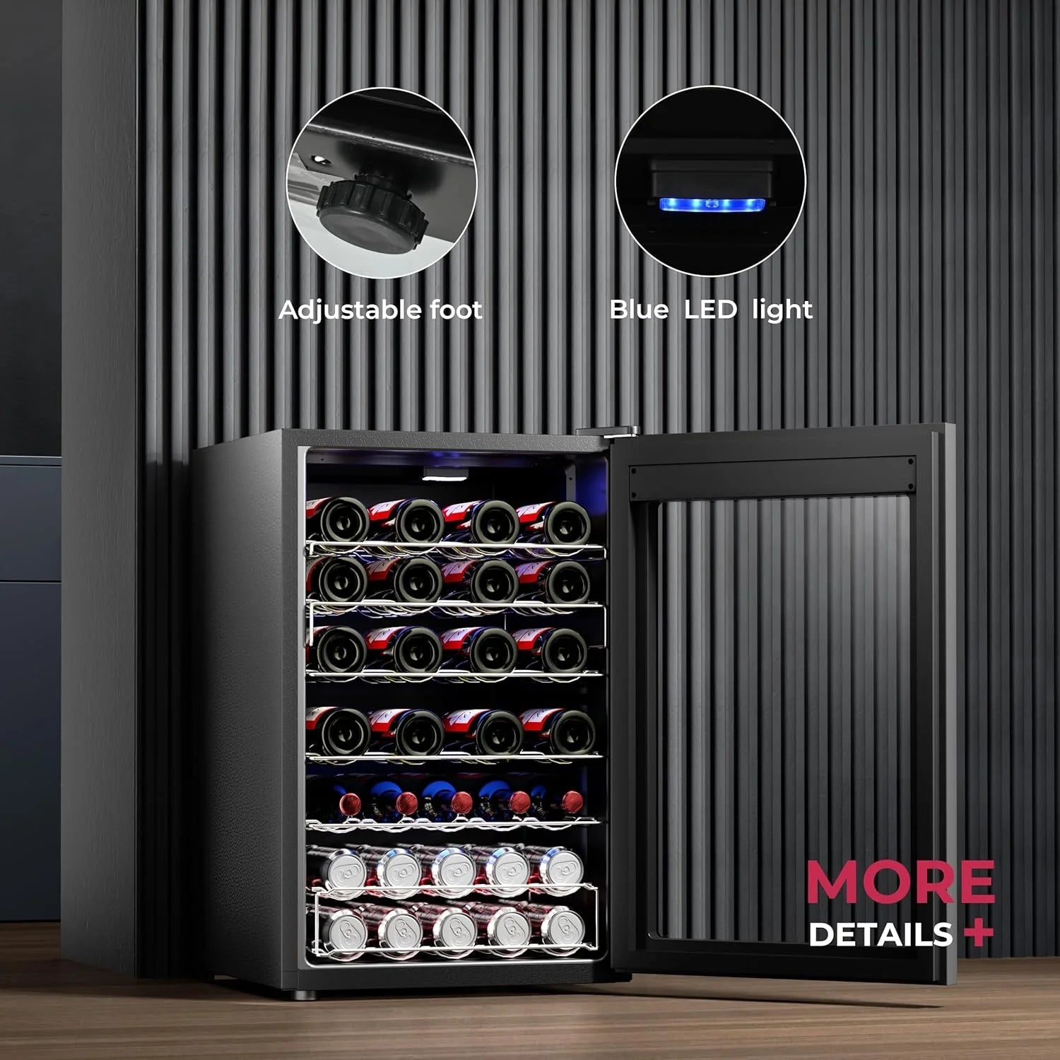 Beverage Refrigerator Cooler - 126 Can Mini Fridge with Glass Door for Soda Beer or Wine, Beverage Cooler for Home, Office, Bar with Adjustable Removable Shelves, Silver