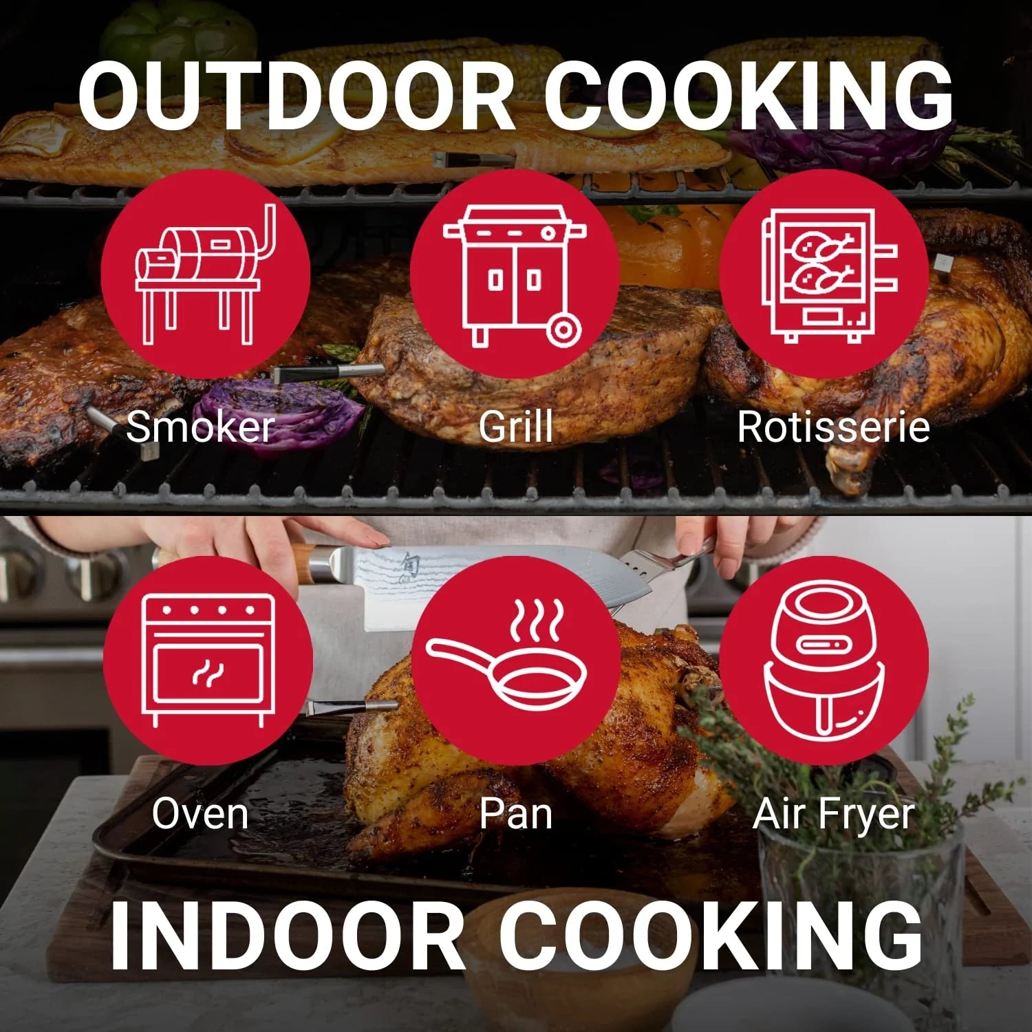Smart Meat Thermometer with Bluetooth | 165ft Wireless Range | for The Oven, Grill, Kitchen, BBQ, Smoker, Rotisserie