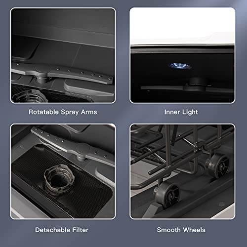 Portable Countertop Dishwasher, with 7.5L Openable Water Tank