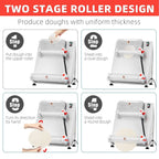 Commercial Pizza Dough Roller Sheeter, Max 16, Automatic 370W Electric Pizza Dough Roller, Stainless Steel, Suitable for Noodle, Pizza Bread and Pasta Maker Equipment