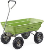Heavy Duty Poly Utility Dump Wagon Garden Cart w/Pneumatic Tires, 6 Cu Ft - 1200 lb Capacity Outdoor Wheelbarrow for Yard, Landscaping & Gardening, Lawn Tractor or ATV Towable-Gorilla Carts