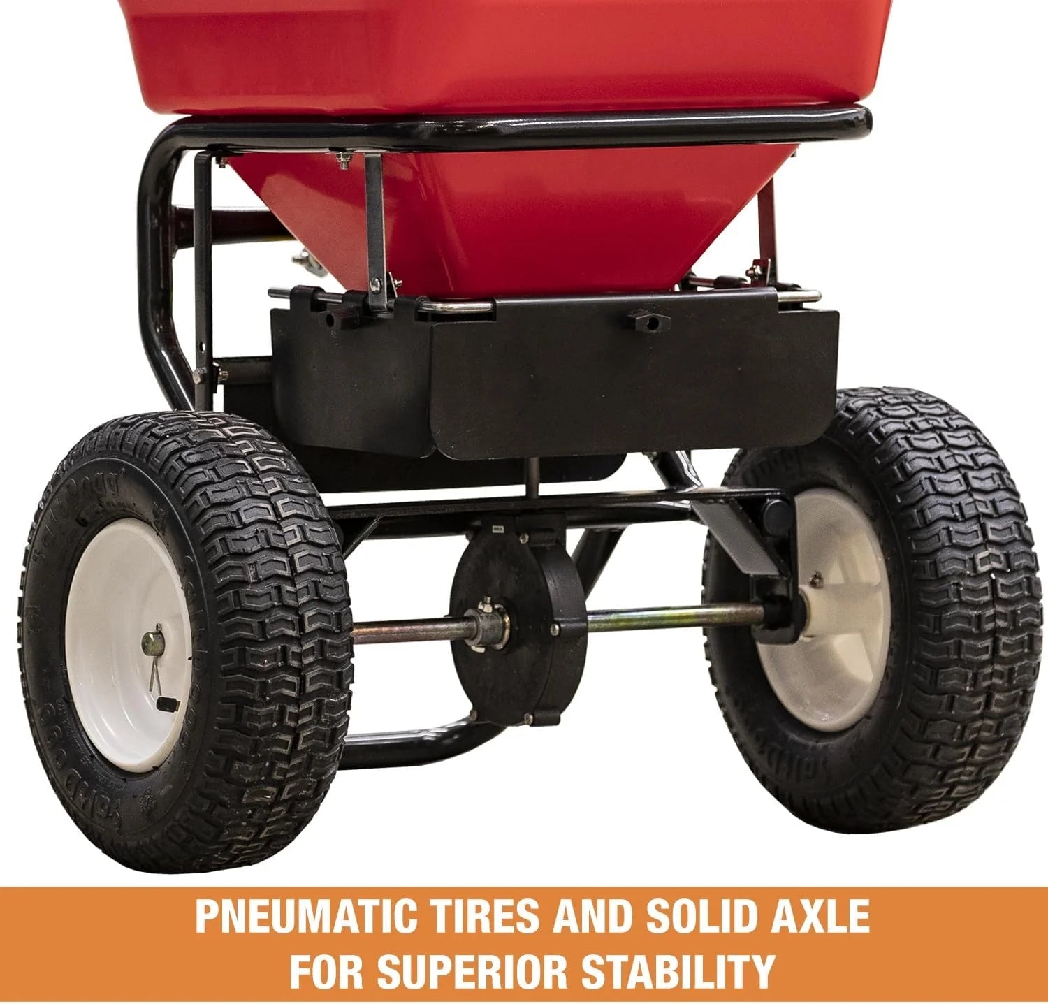 Walk Behind Push Spreader, 100lb Capacity, For Salt, Ice & Snow Melt, Included Grate & Cover With Enclosed Gearbox for Protection.