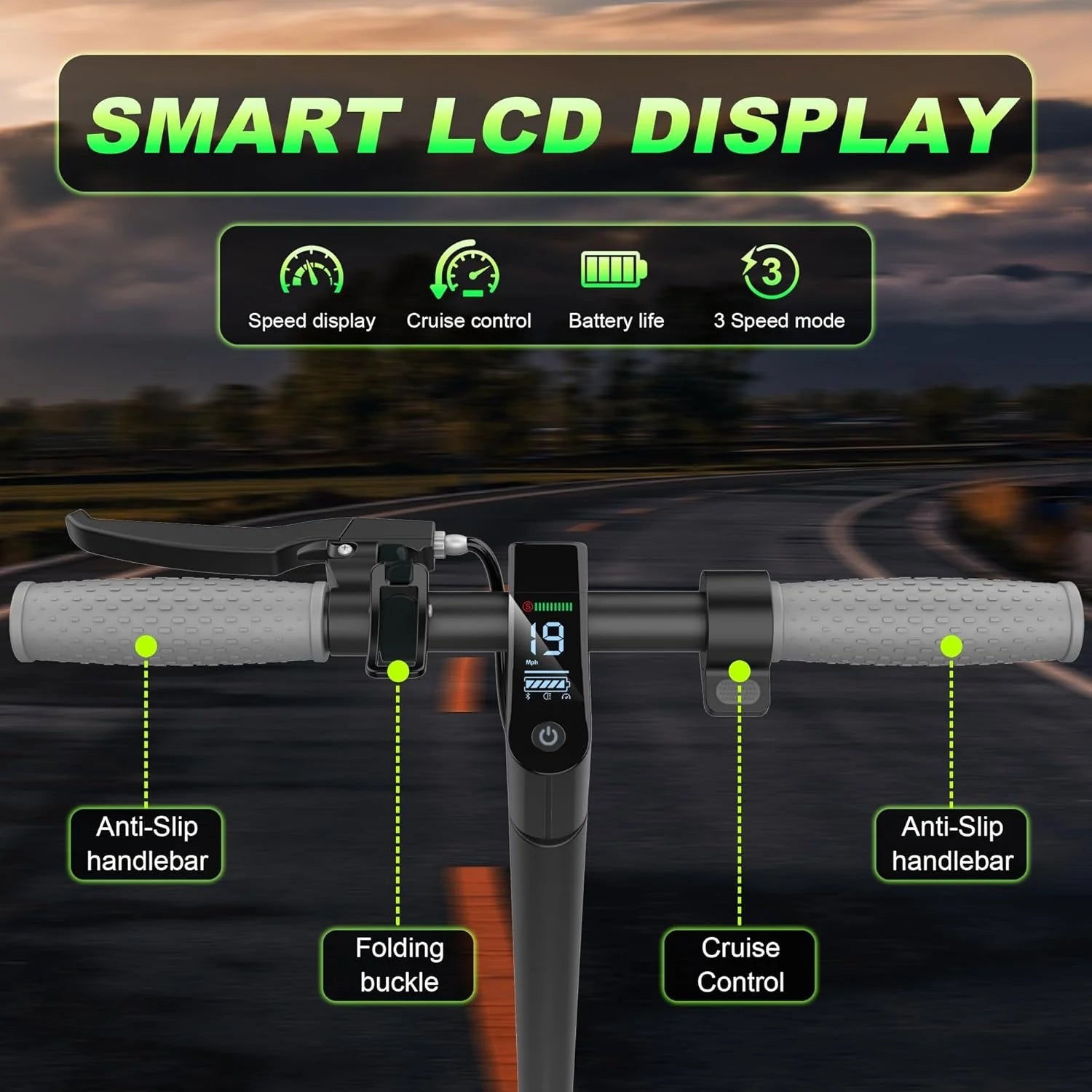 Electric Scooter - 8.5" Solid Tires, 350W Motor, Up to 19 MPH and 21-23 Miles Long-Range Portable Foldable Commuting Scooter for Adults with Double Braking System and App