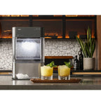 Countertop Nugget Ice Maker | Ice Machine with WiFi Connectivity | Smart Home Kitchen Essentials | Black Stainless