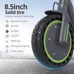 Electric Scooter - 8.5" Solid Tires, 350W Motor, Up to 19 MPH and 21-23 Miles Long-Range Portable Foldable Commuting Scooter for Adults with Double Braking System and App
