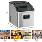 48LBS/24H Stainless Steel Countertop Ice Maker Machine with Self-Clean Function LCD Display Ice Scoop Basket