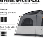 Straight Wall Cabin Tents | 10 Person / 11 Person / 12 Person Large Multi Room Family Tents for Car Camping & Outdoor Adventures