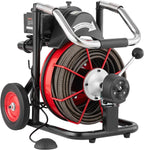 Drain Cleaner Machine 100FT x 1/2 Inch, Auto Feed Sewer Snake Auger on Wheels, 550W Portable Drain Cleaning Machine with 8 Cutters & Air-activated Foot Switch for 2" to 4" Pipes