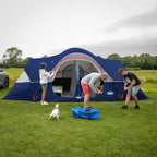 Camping Tent 10-Person-Family Tents, Parties, Music Festival Tent, Big, Easy Up, 5 Large Mesh Windows, Double Layer, 2 Room, Waterproof, Weather Resistant, 18ft x 9ft x78in