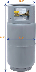 Steel Forklift Propane Tank Cylinder with Built-in Gauge, Gray.