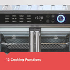 Air Fryer Toaster Oven Combo, 12 in 1 Countertop Convection Oven Cooks Food Fast, Fits a Whole Pizza or 6 Toast Slices, French Doors with Stainless Steel Finish.