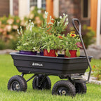 Heavy Duty Poly Utility Dump Wagon Garden Cart w/Pneumatic Tires, 6 Cu Ft - 1200 lb Capacity Outdoor Wheelbarrow for Yard, Landscaping & Gardening, Lawn Tractor or ATV Towable-Gorilla Carts